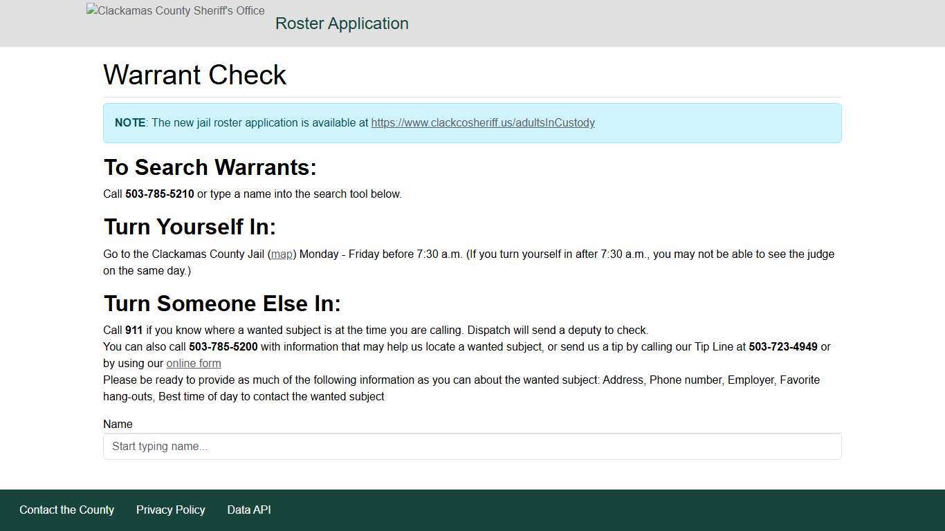 Roster Application - Warrant Check