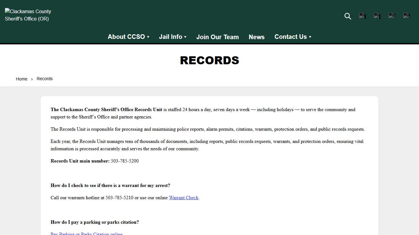 Records | Clackamas County Sheriff’s Office (OR)